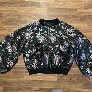 lulus floral bomber jacket